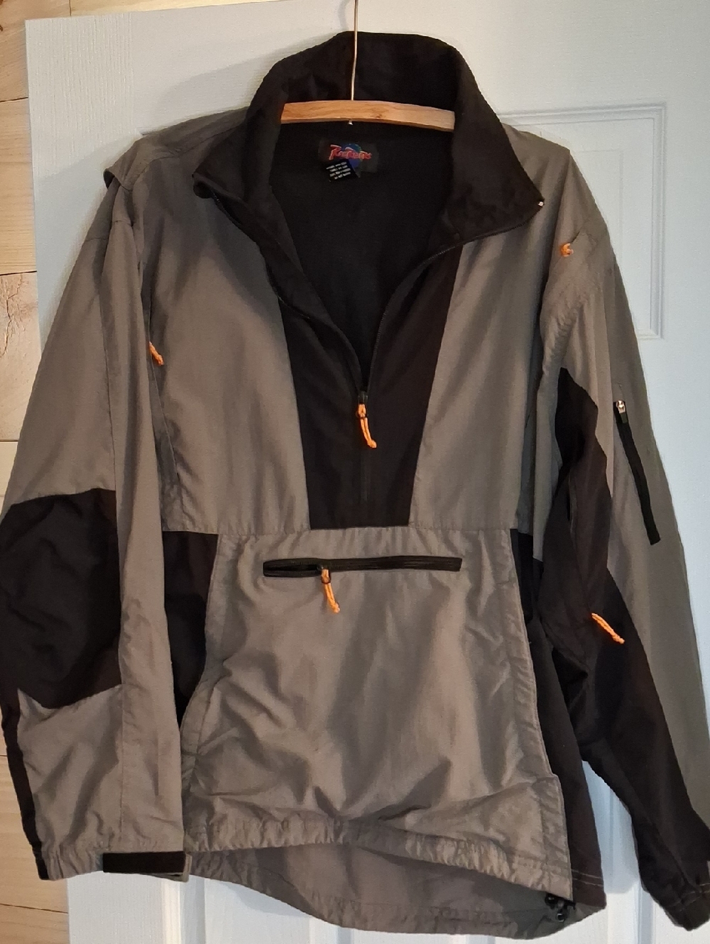 Rail Riders Gray & Black Windbreaker with Orange Accents